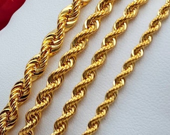 14k Gold Rope chains. Different sizes, 3mm/3.55mm/4.20mm/5mm.REAL GOLD. Worldwide free shipping.585 Certified. Birthday/anniversary gift