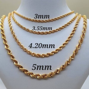 14k Gold Rope Chains. Different Sizes, 3mm/3.55mm/4.20mm/5mm.real GOLD ...