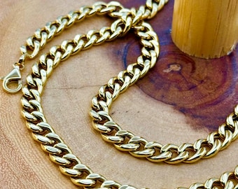 18k Gold Curb Link Chain Necklace - 6.5mm Heavy Gold