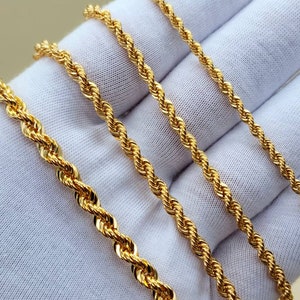 14k Gold Rope Chains. Different Sizes, 3mm/3.55mm/4.20mm/5mm.real GOLD ...