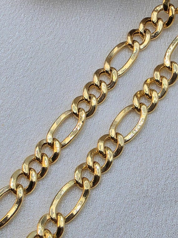 14k Gold Figaro Chain Necklace: 6.5mm Thick, 585 Certified - Etsy