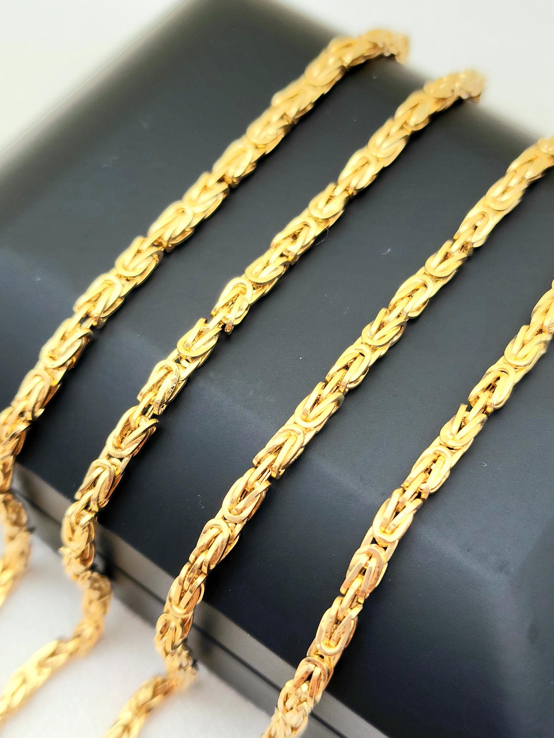 Catenina Oro Giallo Uomo 333 (8K) - Modello Bizantina Larga 1,8mm, Lunghezza 85cm - Made In Germany EDELIND - 5