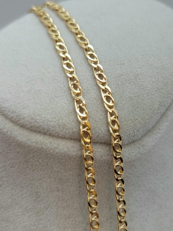 14k Gold Cable Chain, Tiger Eye Chain, Double Link Chain