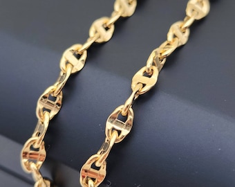 18k Gold Mariner Chain Bracelet: Handmade Anchor Link, 4.5mm