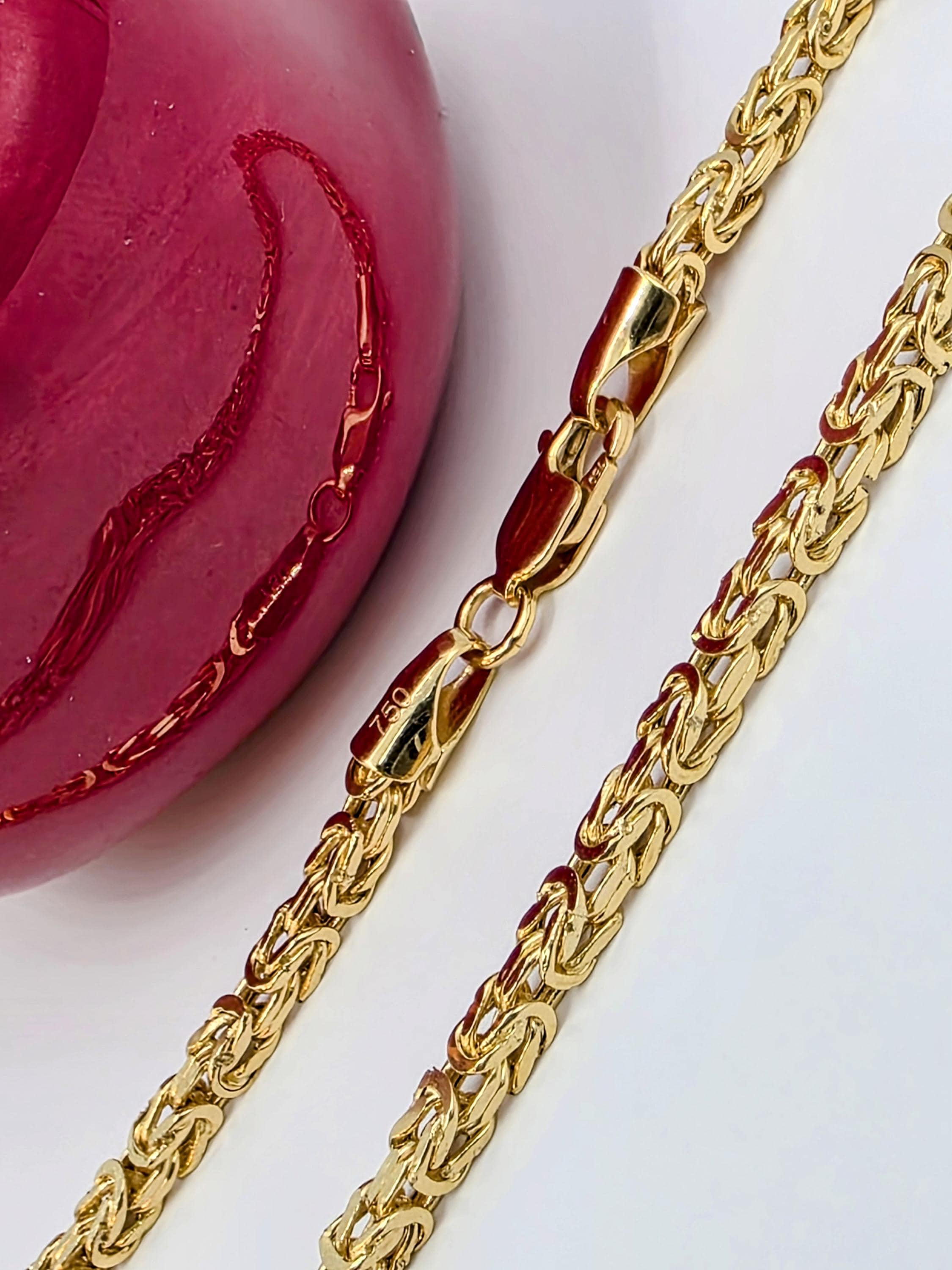 18k Gold Byzantine Chain Bracelet: 3mm Thick, 750 Certified - Etsy