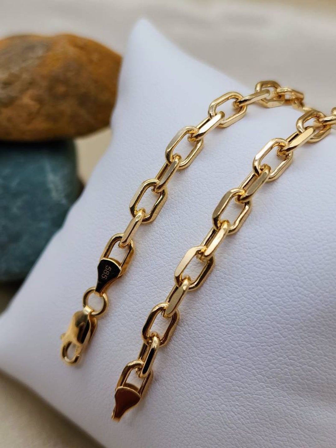 14k Gold Cable Bracelet: 5mm Real Gold Chain - Etsy Canada