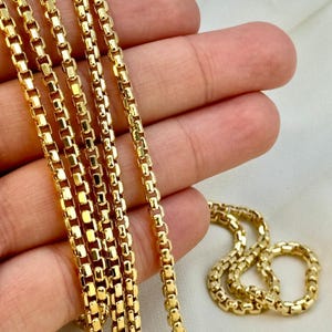 18k Gold Box chain/necklace. 3.5mm. REAL GOLD. 750 Certified. Highest quality gold. Worldwide free shipping. Best birthday/anniversary gift.