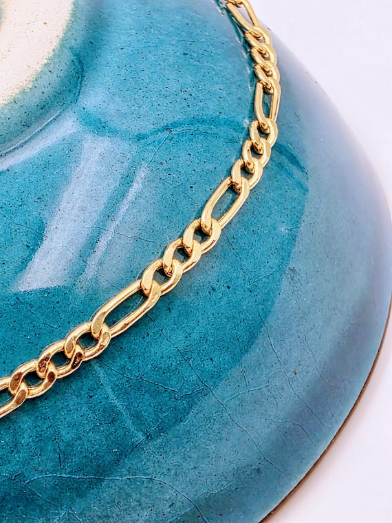 18k Solid Gold Figaro Chain Bracelet: 3mm Thick, 750 Certified - Etsy