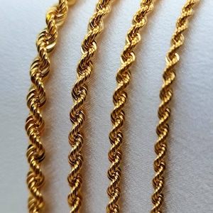 14k Gold Rope Chains. Different Sizes, 3mm/3.55mm/4.20mm/5mm.real GOLD ...