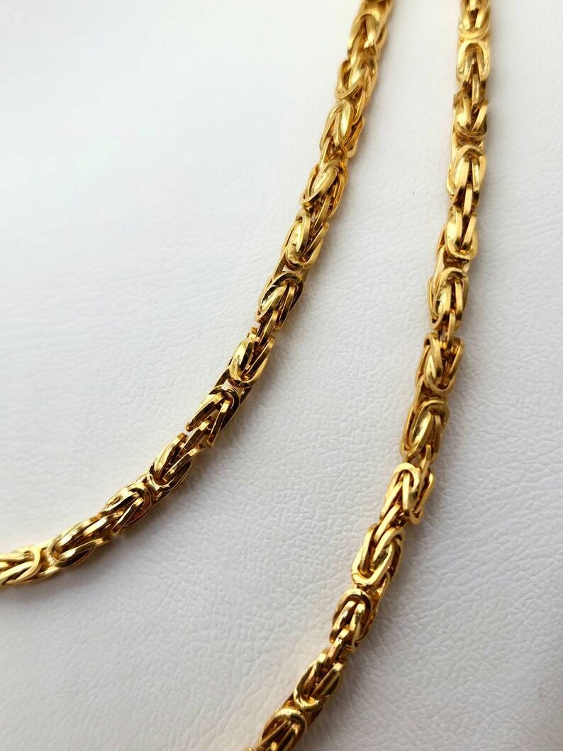 18k Gold Byzantine 3mm Chain. Heavy Gold Chains. REAL GOLD. Worldwide
