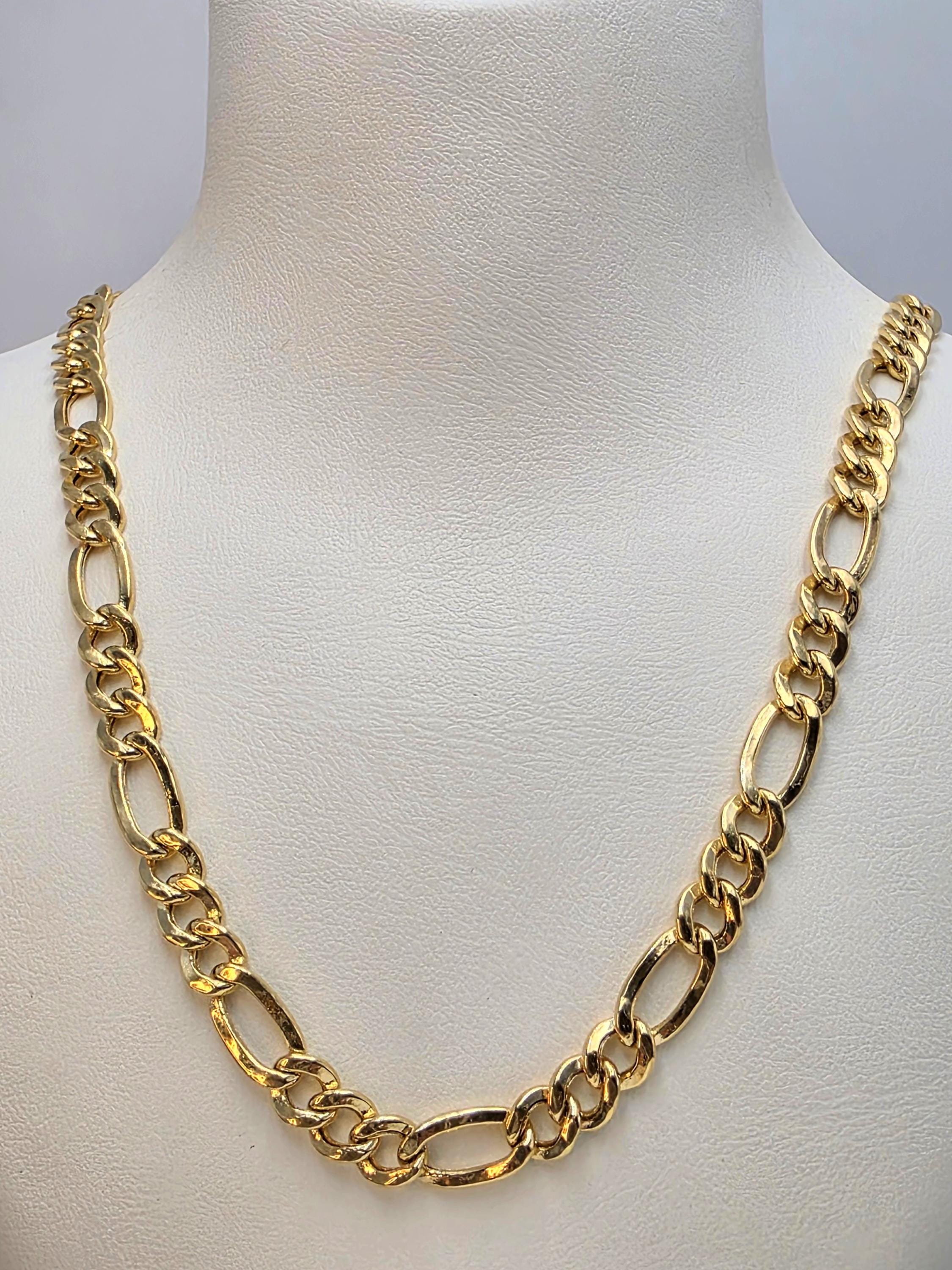 14k Gold Figaro Chain Necklace: 6.5mm Thick, 585 Certified - Etsy