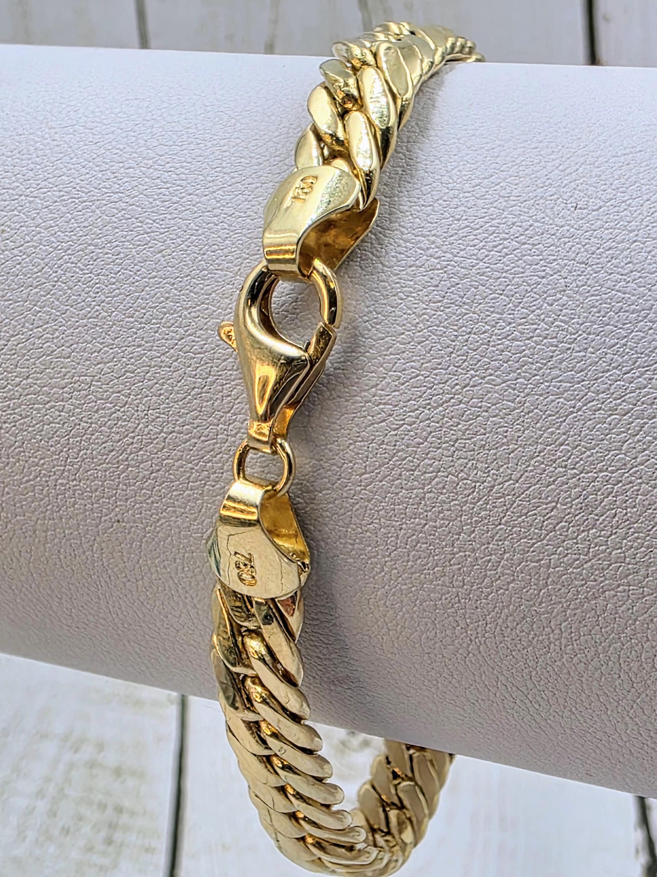 18k Gold Flat Curb Link Bracelet: 7mm Cuban Chain, 7.5 Inch - Etsy