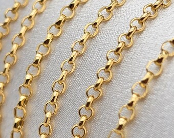 18k Solid Gold Rolo Chain: 5mm Lobster Claw Clasp