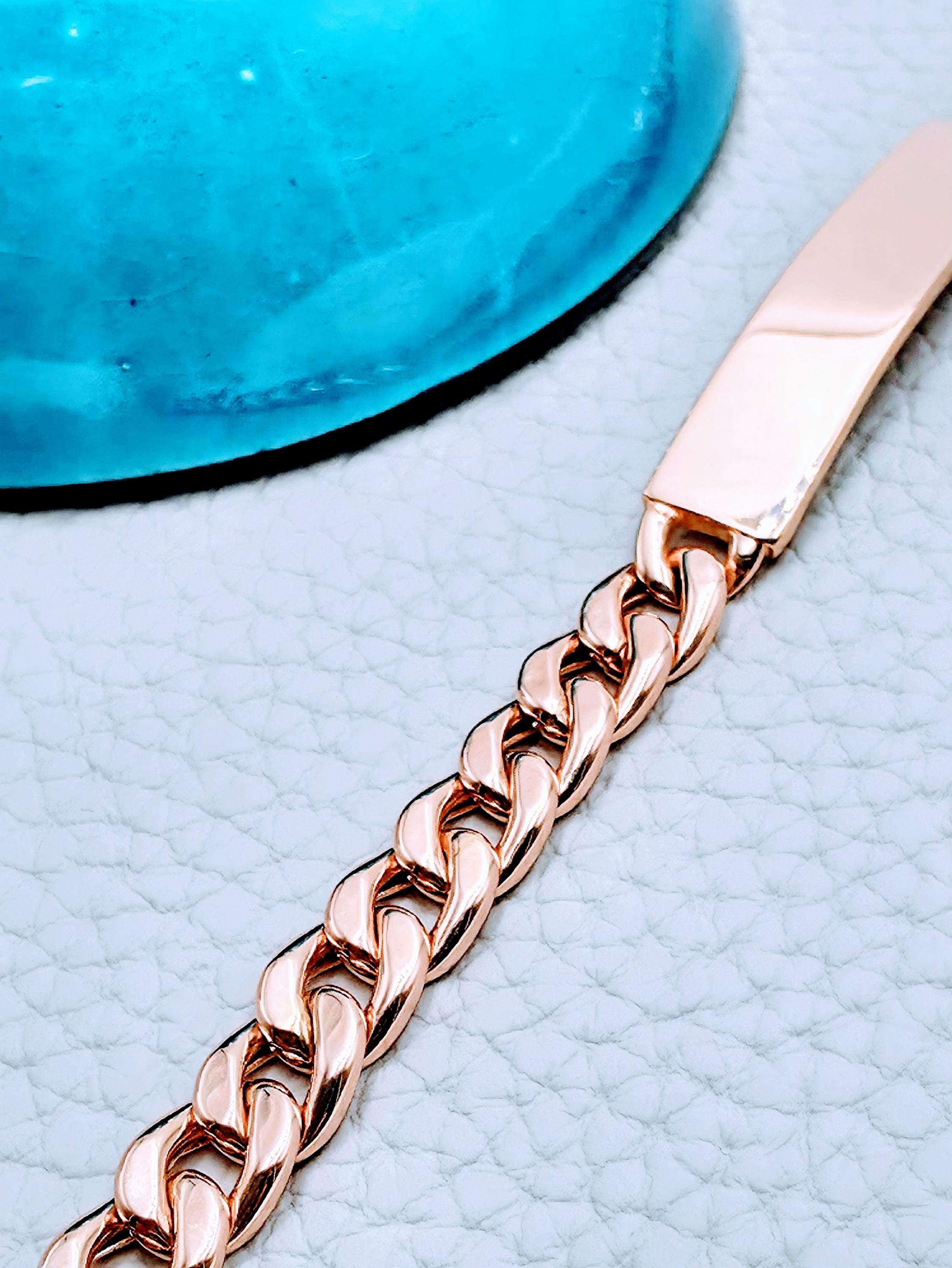 18k Rose Gold Curb Bracelet: 7mm, 750 Certified - Etsy