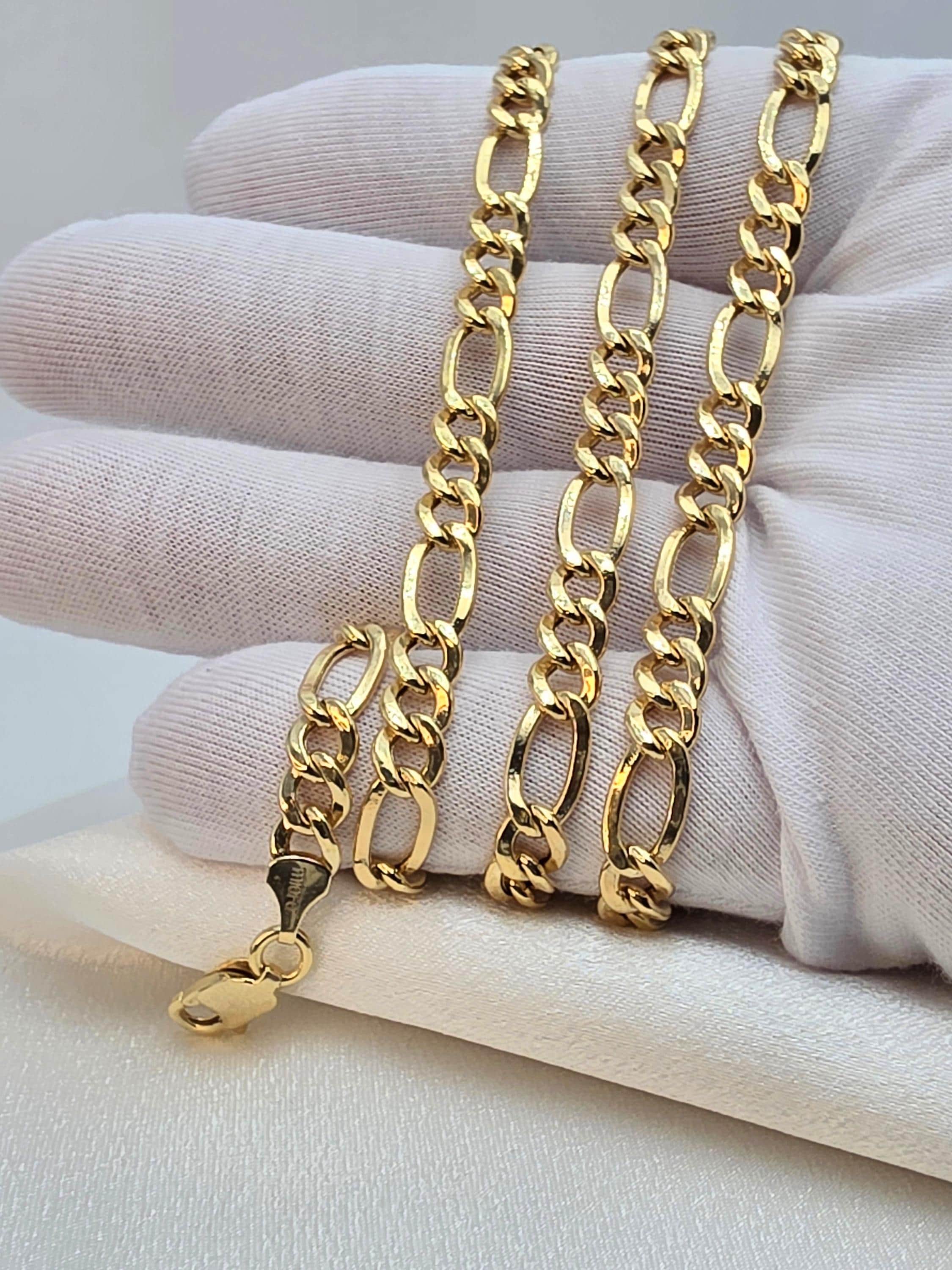 14k Gold Figaro Chain Necklace: 6.5mm Thick, 585 Certified - Etsy