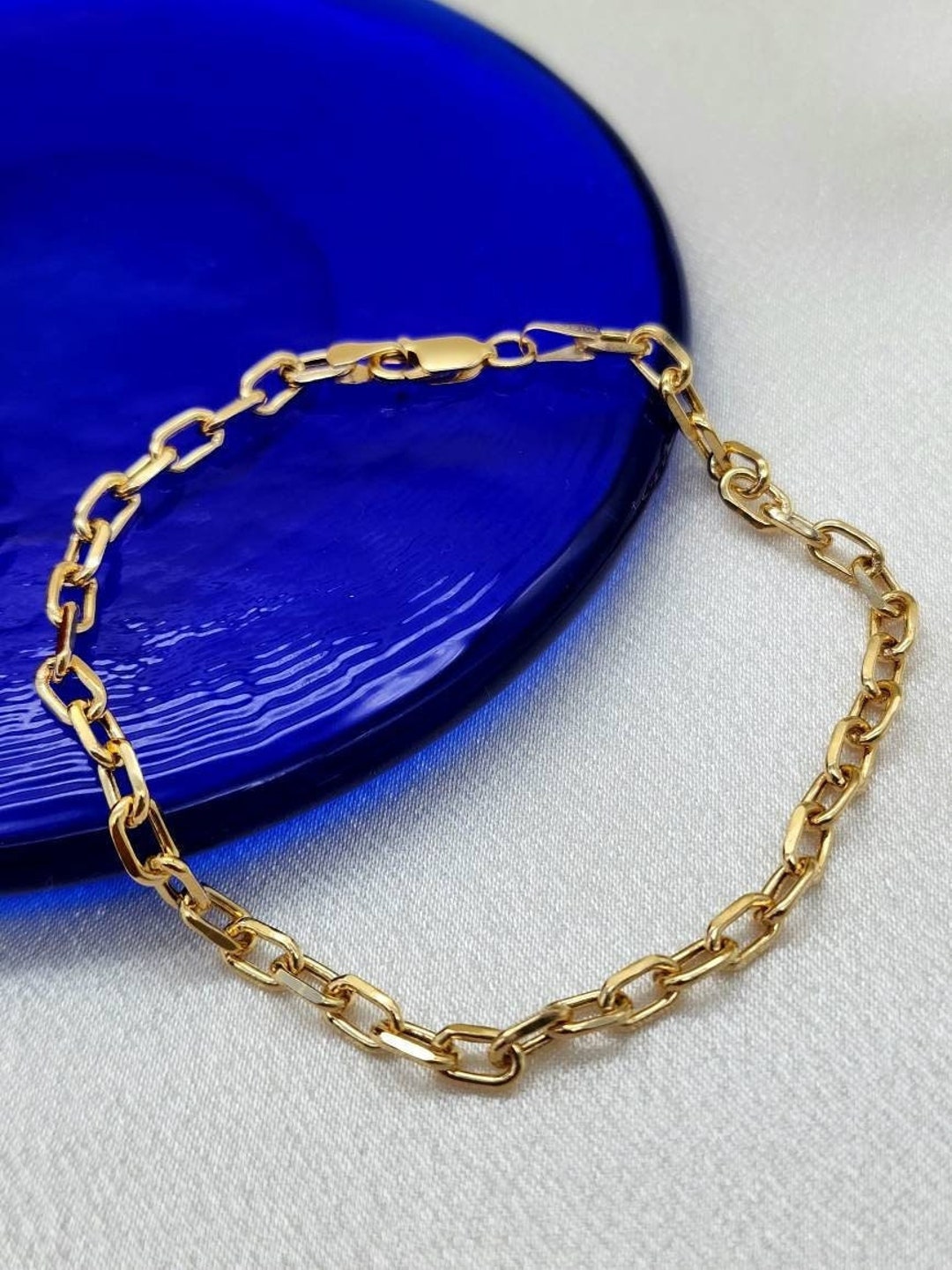 14k Gold Cable 4mm Bracelet. REAL GOLD. Highest Gold Quality. Worldwide