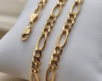 18k Solid Gold Figaro Chain. Highest 