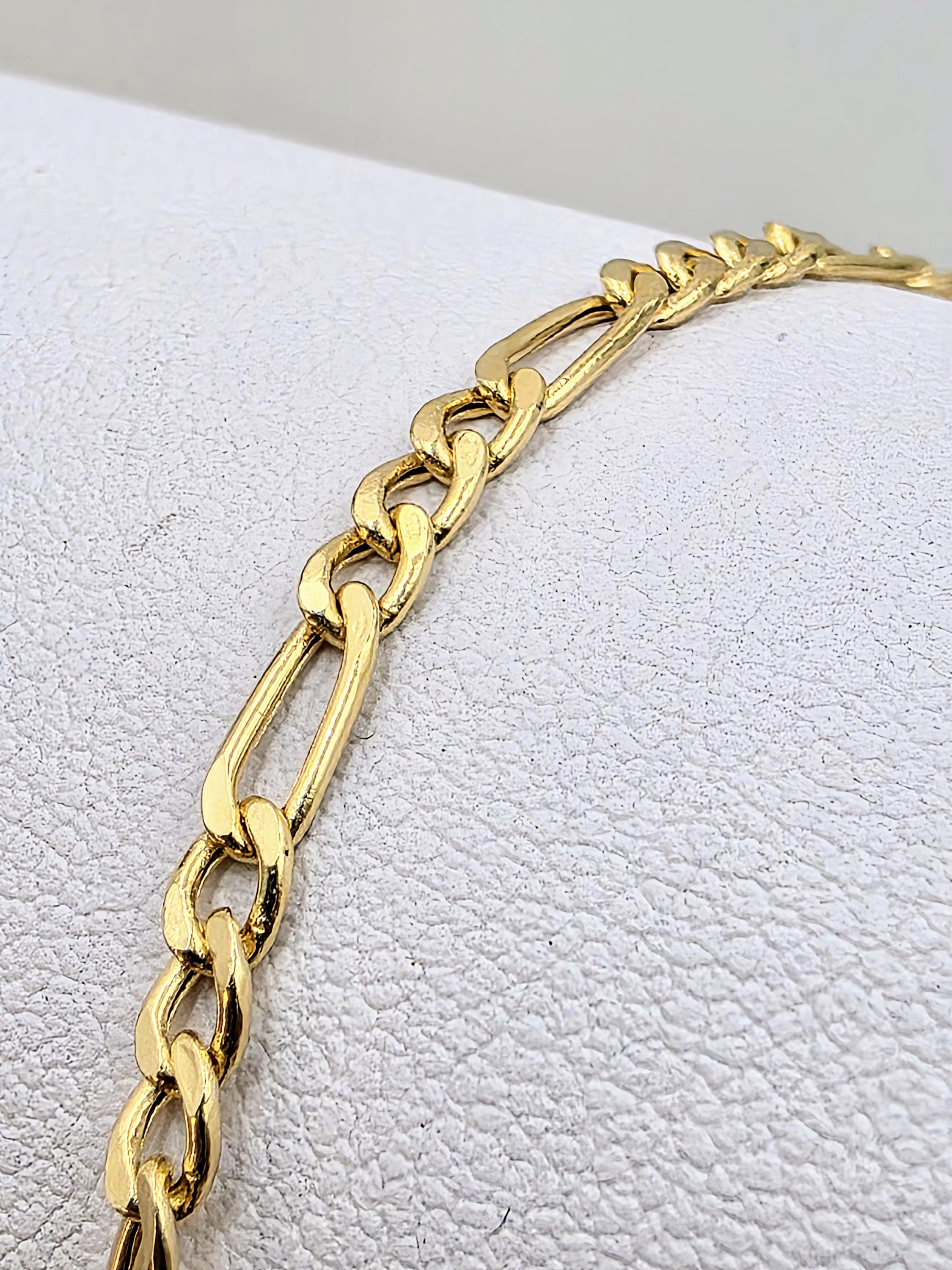 18k Solid Gold Figaro Chain Bracelet: 3mm Thick, 750 Certified - Etsy