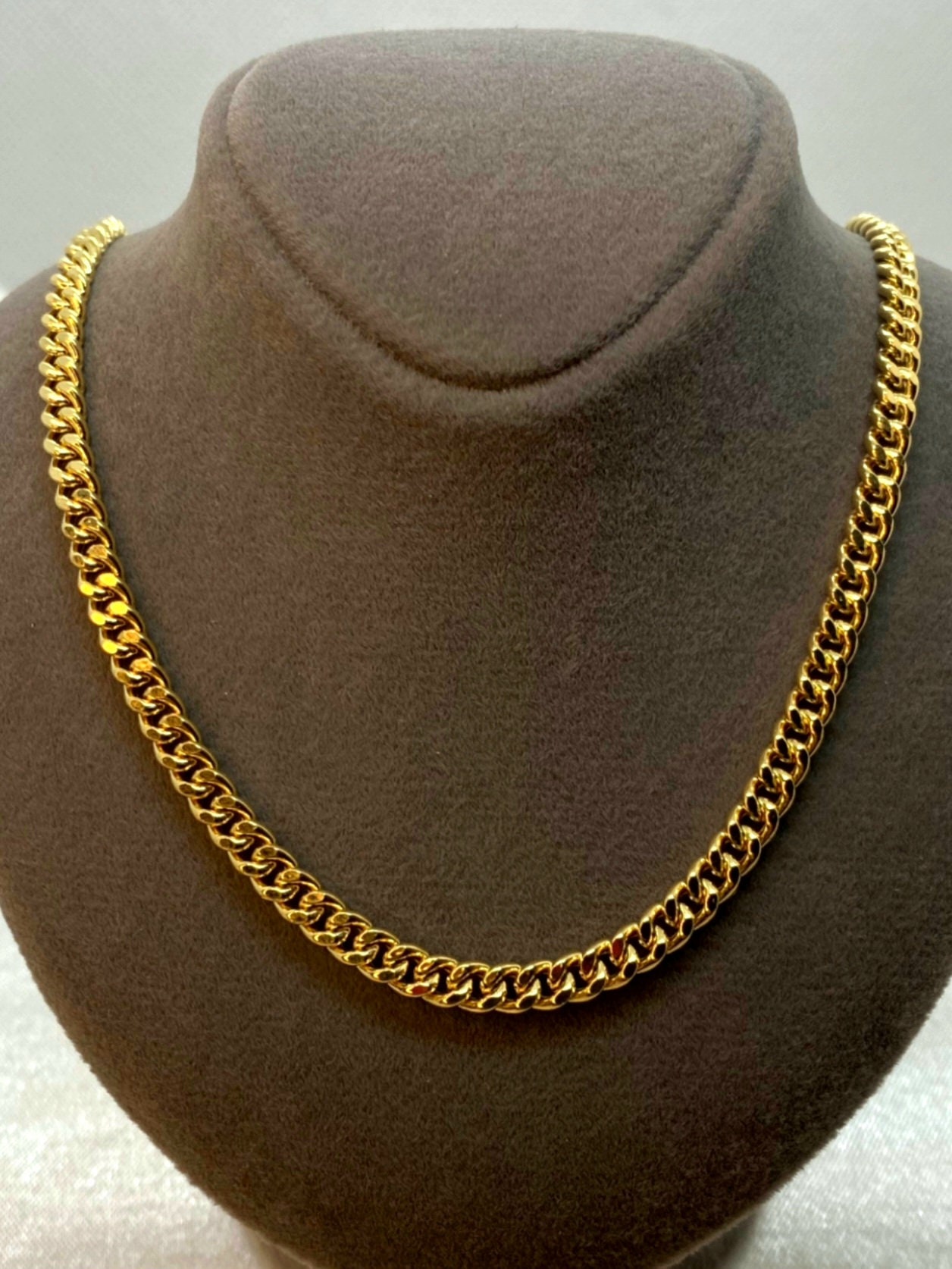 18K Gold Filled 4mm Flat Curb Chain Necklace - 60cm Length, Solid, Unisex