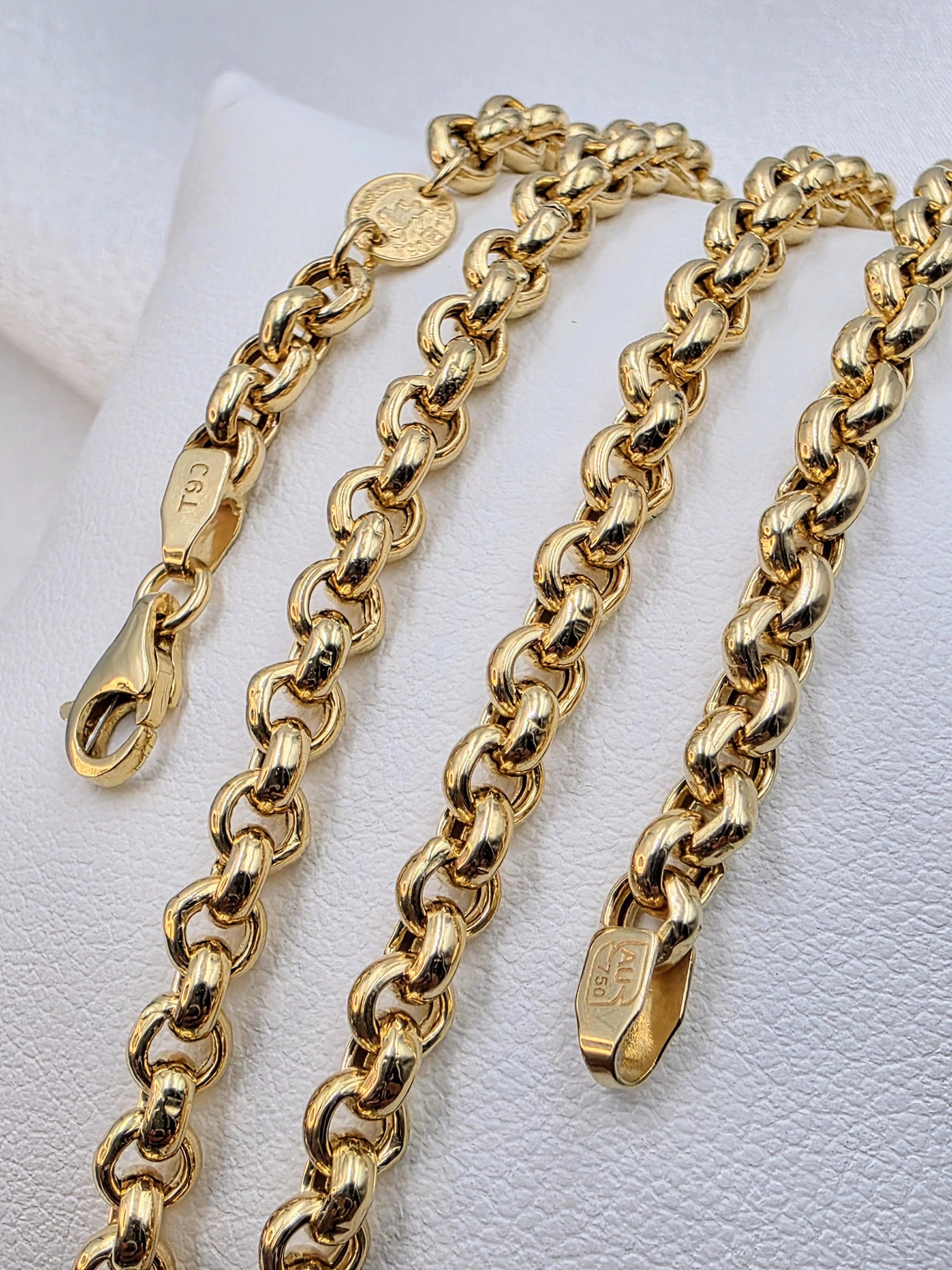 18Kソリッドゴールドロロチェーンネックレス：4.5mm認定750 - Etsy 日本