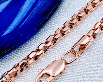 14k Rose Gold Box Chain Bracelet: 3mm Solid Gold, 585 Certified