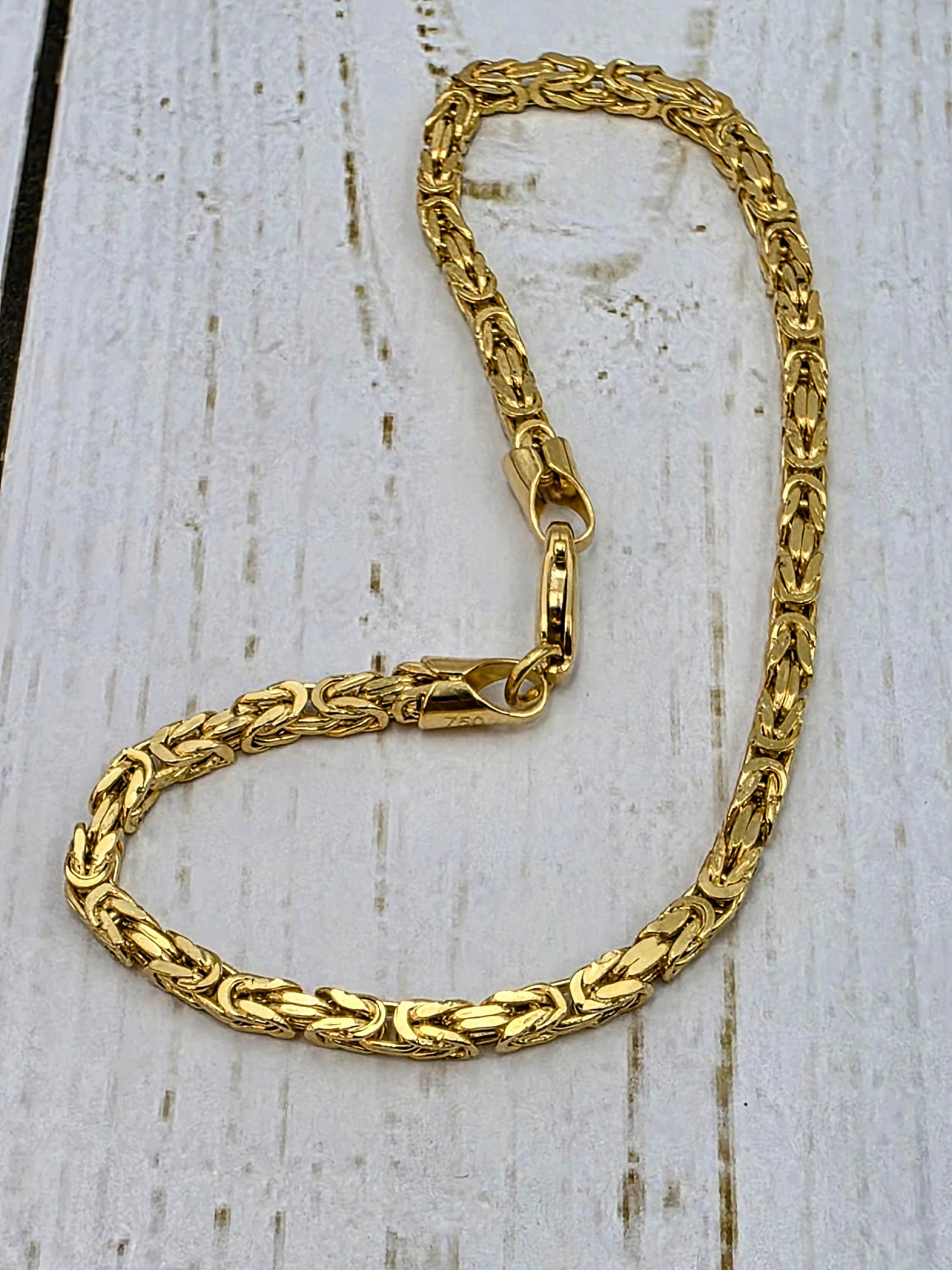18k Gold Byzantine Chain Bracelet: 3mm Thick, 750 Certified - Etsy