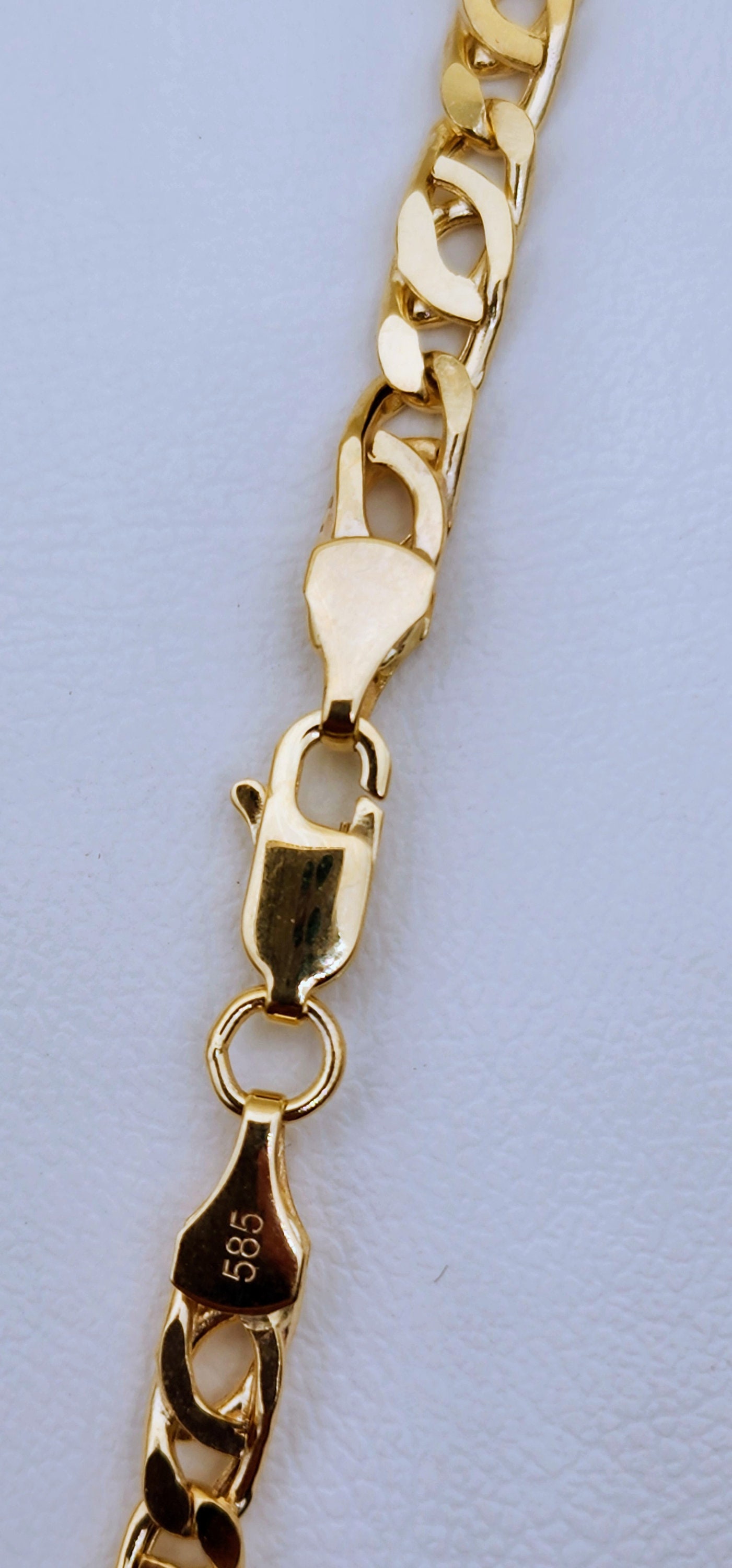 14k Gold Double Curb Chain, 5mm Flat Link - Certified 585 - Etsy