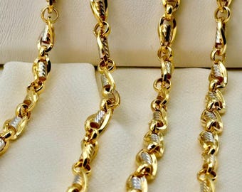 18k Solid Gold Cable Link Chain Necklace - 4.5mm