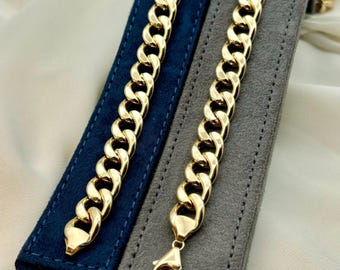 18k Gold Curb Link Chain: Heavy, 11.5mm Thick, 24 Inch