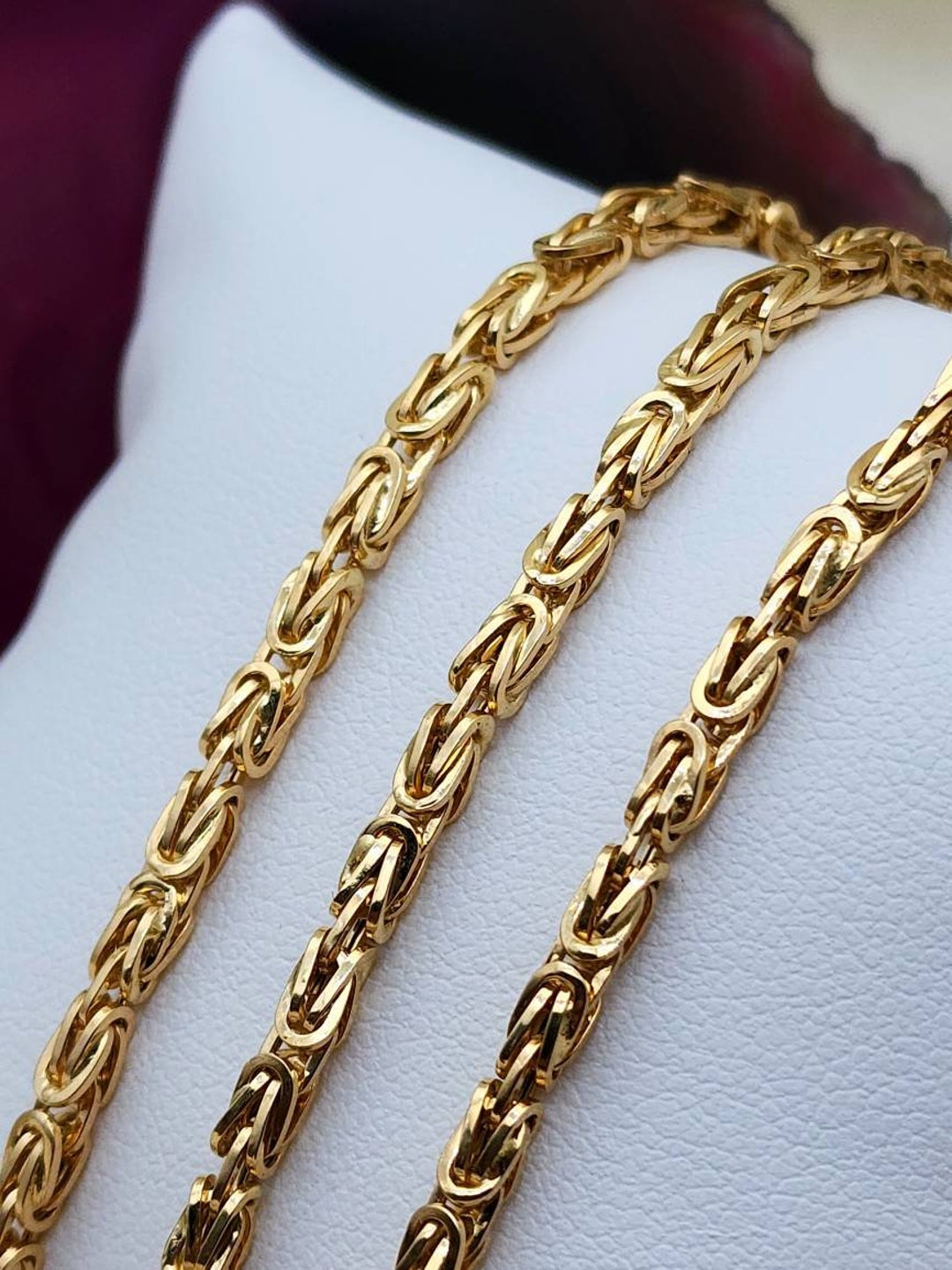 18k Gold Byzantine 3mm Chain. Heavy Gold Chains. REAL GOLD. Worldwide