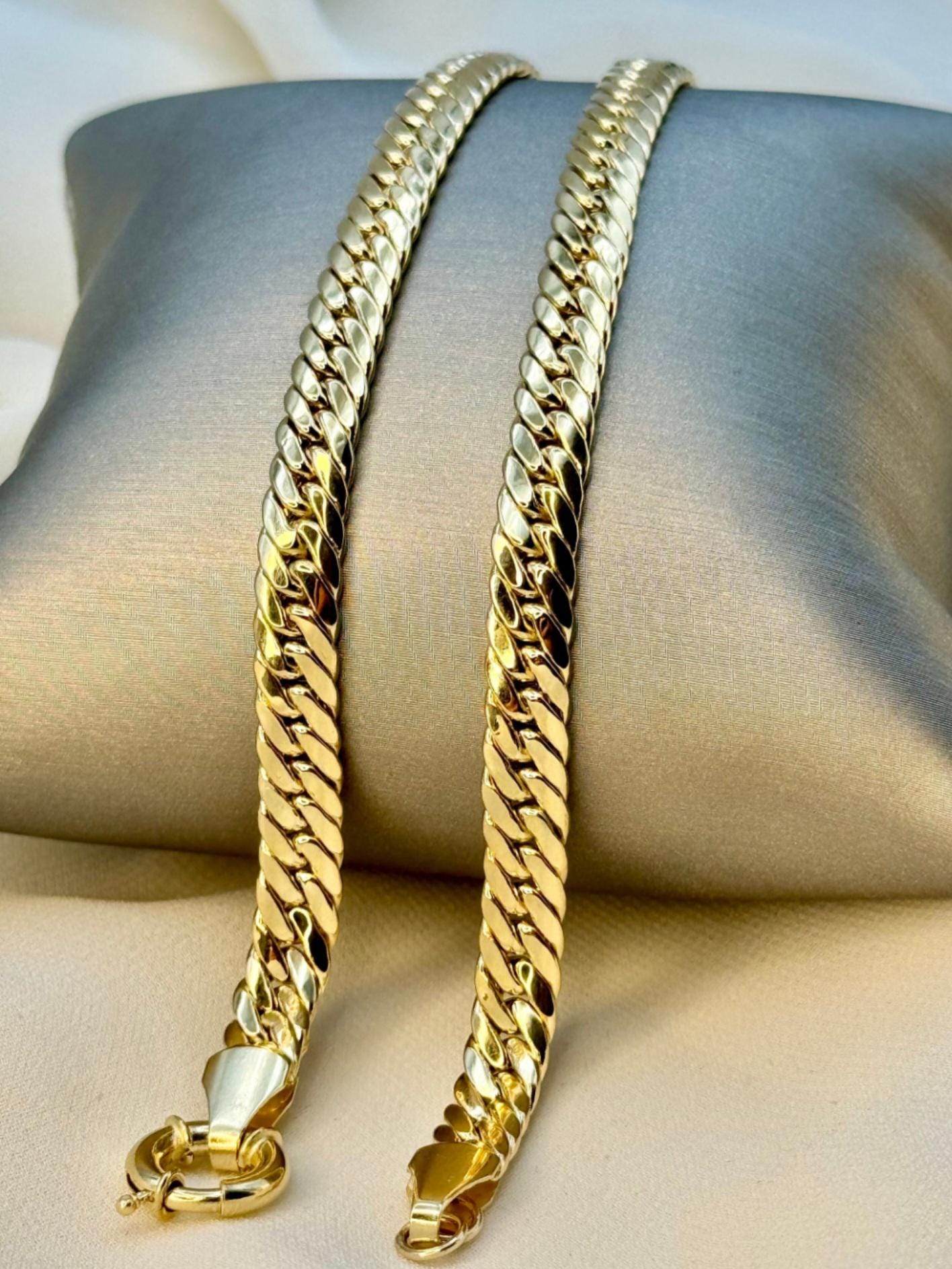 Bracciale Catena Cubana 7 Pollici Bracciale Donna In Oro Giallo 10kt – Maglia Cubana 4.5 Mm, Fatto In Italia, Elegante E Moderno Catena Cubana Oro 10kt