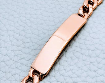 Pulsera de oro rosa de 18 quilates con eslabones de 7 mm y certificación 750