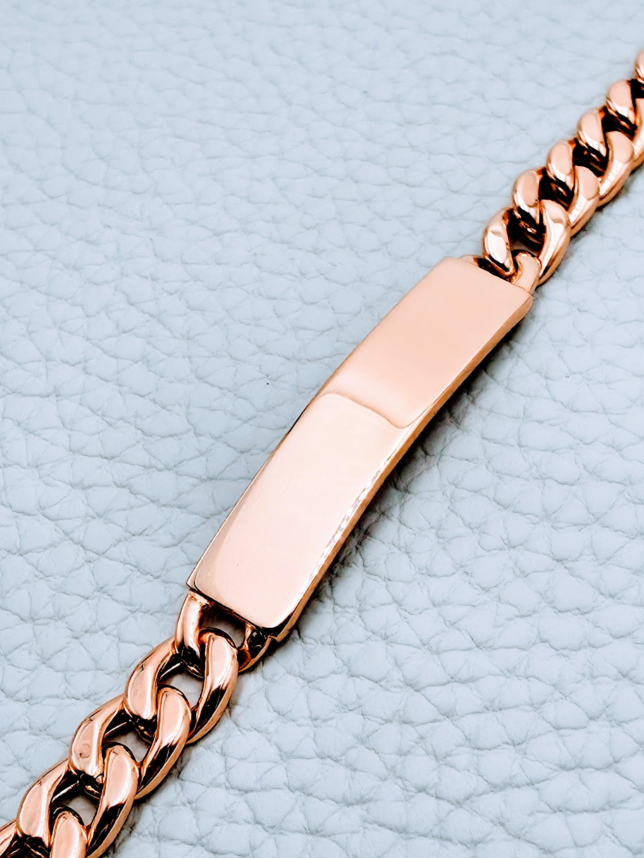 18k Rose Gold Curb Bracelet: 7mm, 750 Certified - Etsy