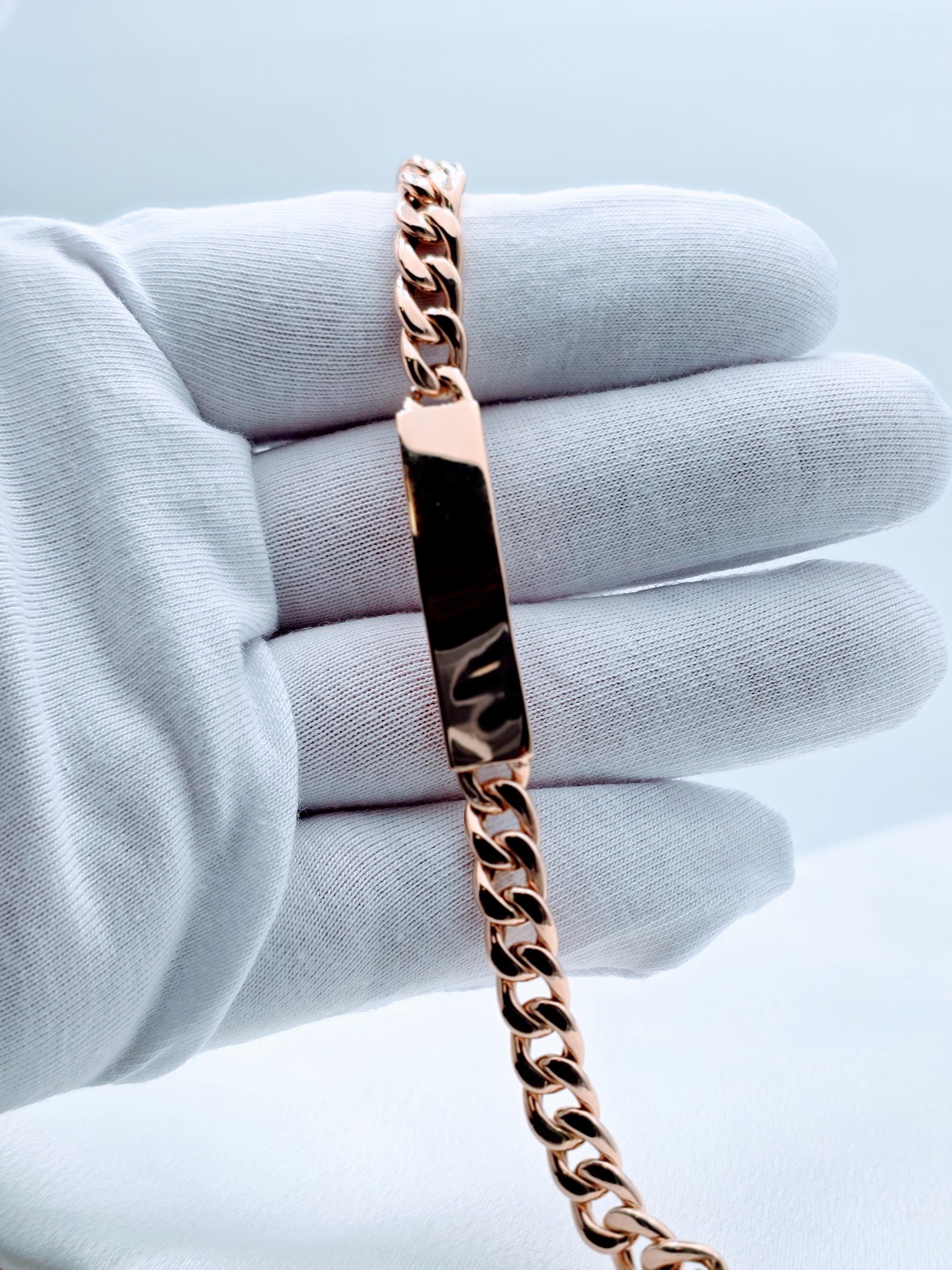 18k Rose Gold Curb Bracelet: 7mm, 750 Certified - Etsy
