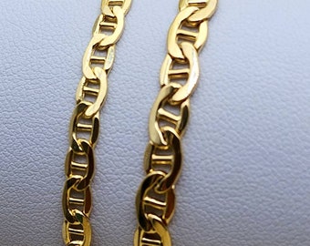 14k Gold Flat Mariner/Anchor necklace & bracelet sets in 2 sizes, 4mm/5mm. Worldwide free shipping.585 Certified. Birthday/anniversary gift
