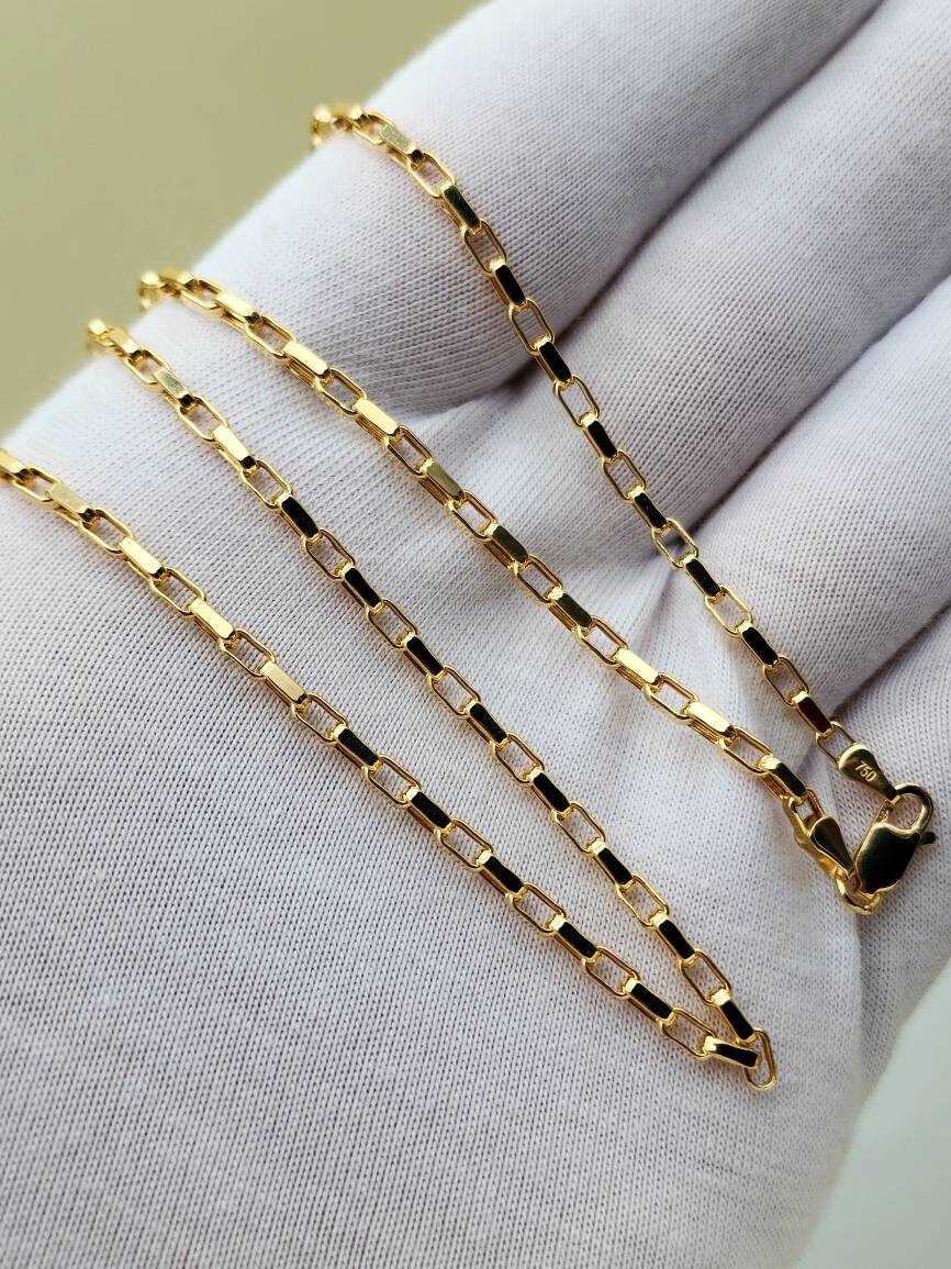18K Gold Gefüllte Kette Klassische Seil Kette Männer Halskette Breite 2MM Edelstahl Figaro Kubanischen K Runde Box Chain 3mm