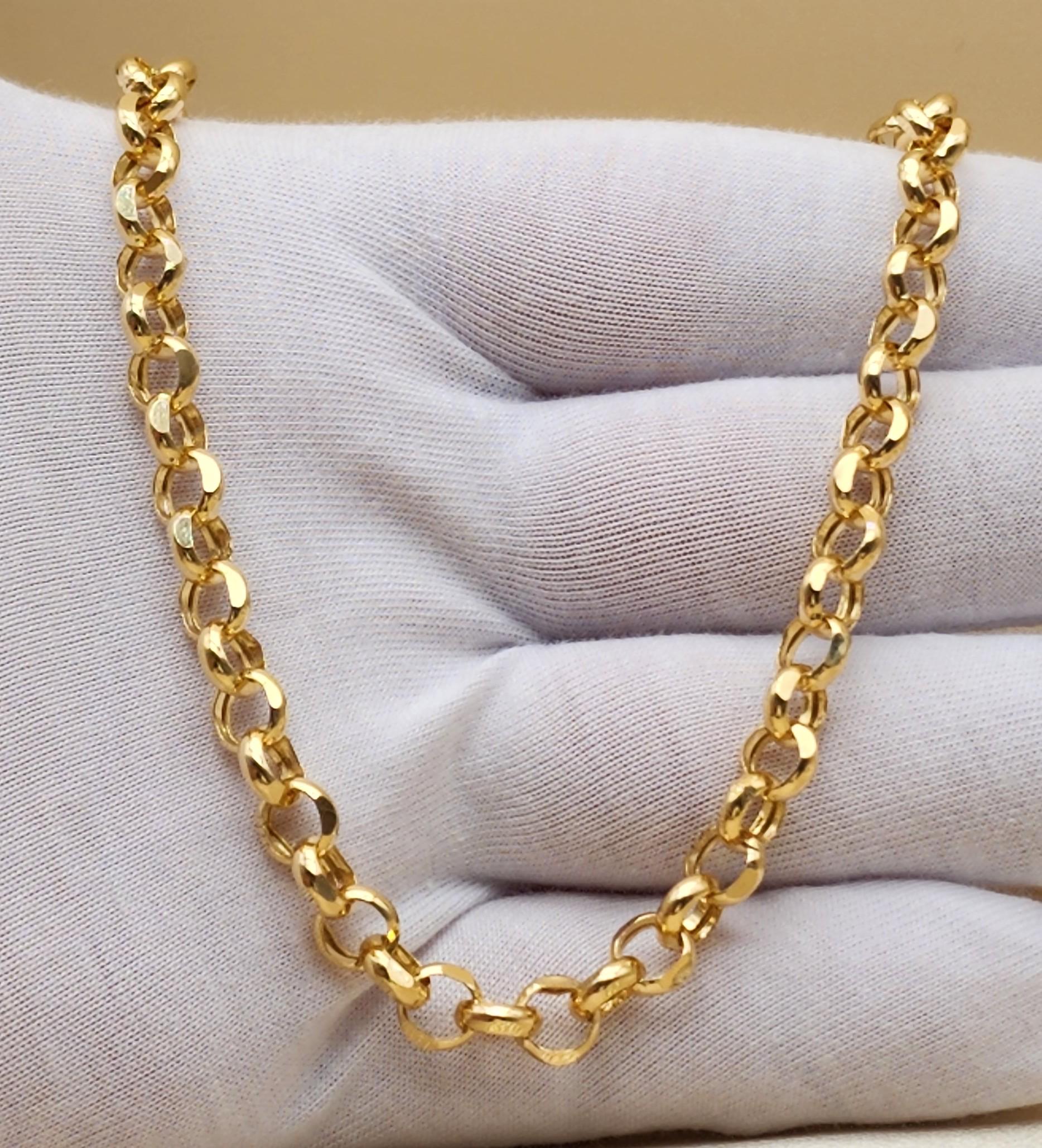 thumbnail image 2 of 14K Real Solid Yellow Gold Lobster Lock Rolo Chain Necklace Extender – Selectable Size 2 of 5