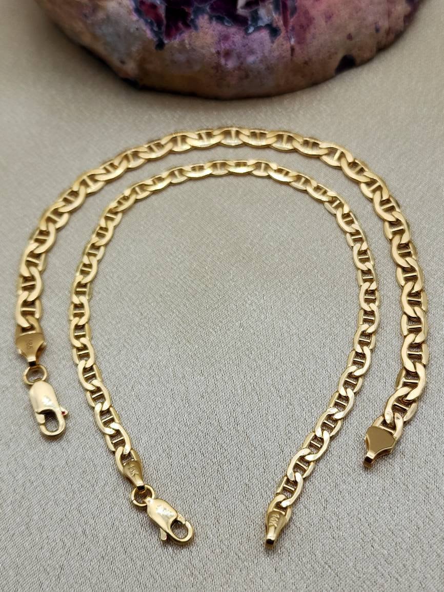15Mm Gepuffte Mariner Anker Link Kette Halskette Aus Echtem