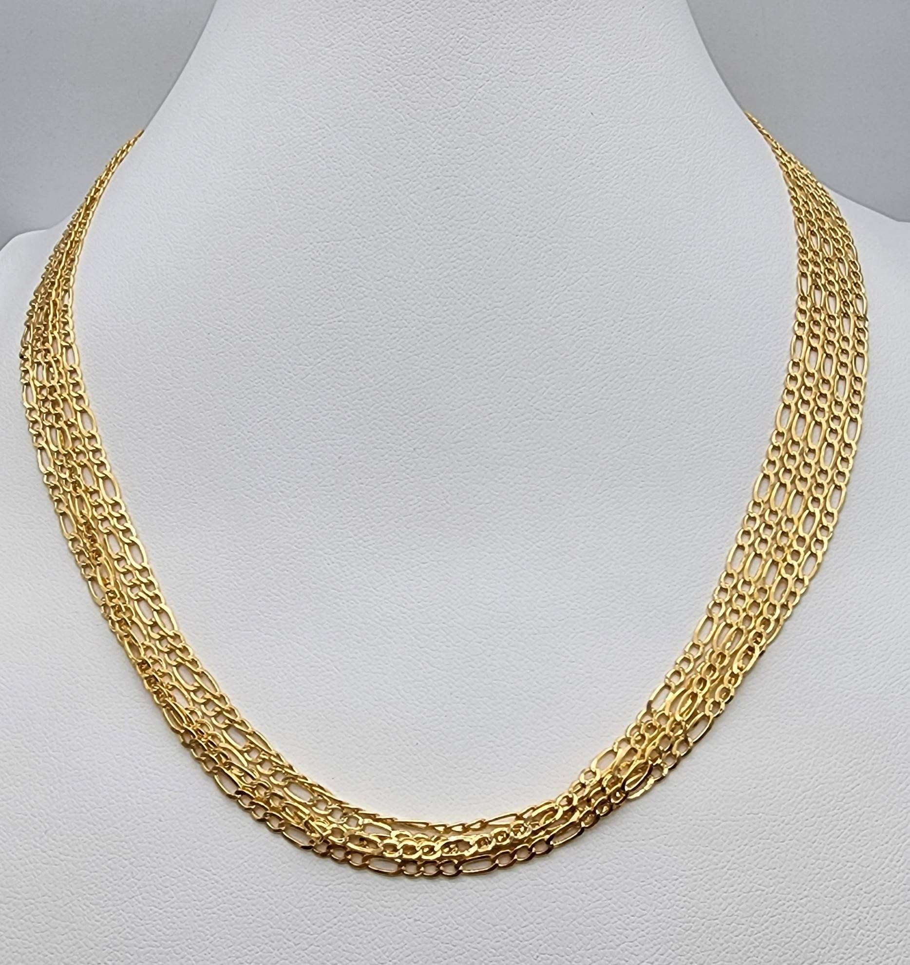 Necklace 18k Yellow Gold Filled Solid Men's Statement Figaro 3x1 Chain