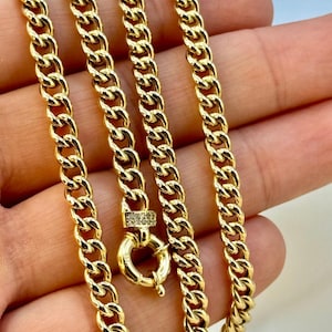 18k Gold Curb Link necklace, chain. 5mm thickness. REAL GOLD. Worldwide free shipping. 750 Certified. Timeless design. Best gift for anyone.