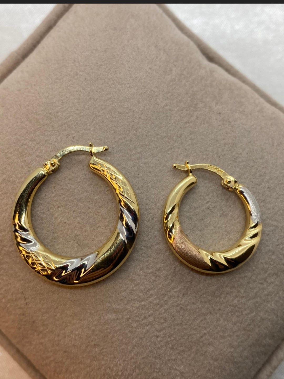 14k Gold Twisted Hoop Earrings: Tri-color Real Gold - Etsy