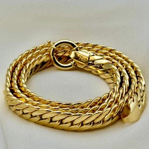 18K Gold Curb necklace, Cuban Choker chain necklace. 18&quot; chain. Handmade gold chain. For Men & Women. 5.5mm thick. Best gift. 750 certified