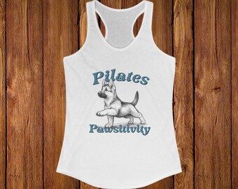 Débardeur Piilates Pawsitivity dos nageur - Parfait pour les amateurs de Pilates et les chiens passionnés, équipement d'entraînement élégant