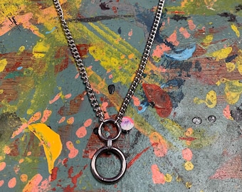 Doppel O-Ring Halskette | Dünner Edelstahl, Gothic, Queer, Schmuck, Punk, Goth, Alternative, Industrial, Grunge, Metal, Mode