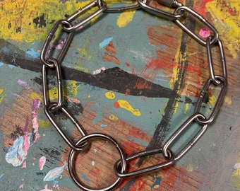 O-Ring Kette Choker/Halskette | Edelstahl Dicker grobstrick Silber Schmuck, Queer, Punk, Goth, Grunge, Alternativ, Industrial, Gothic,
