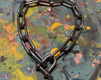 Anker Kette Halsband Choker | Schwere dicke grobstrick Halskette aus Edelstahl, Queer, Punk, Goth, Gothic, Alternative, Grunge, Industrial, Bdsm