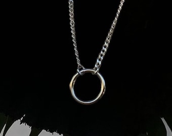 Dicke O-Ring-Kettenhalskette | Silber Edelstahl Queer Modeschmuck, Punk, Goth, Gothic, Alternative, Grunge, Metal, Alt, Emo, Geschenk