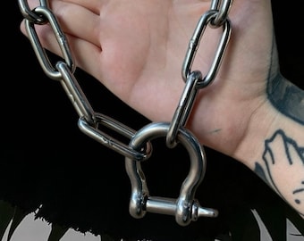 XXXL Schäkel Kette Choker | Edelstahl HeavyDuty Chunky Collar, Queer, Punk, Goth, Gothic, Alternative, Grunge, Industrial, Bdsm, Emo