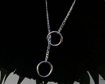 Doppelseitige O Ring Kette Halsband / Halskette | Edelstahl Silber Schmuck, Queer, Punk, Goth, Grunge, Alternative, Industrial, Bdsm, Emo