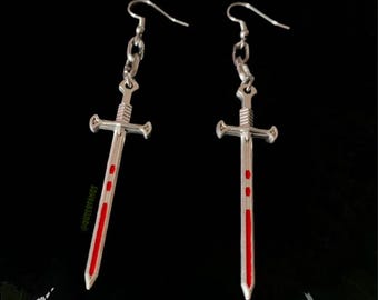 Blutige Schwert Ohrringe | Altsilber Modeschmuck, Punk, Goth, Grunge, Horror, Gothic, Queer, Alternative, Industrial, Emo